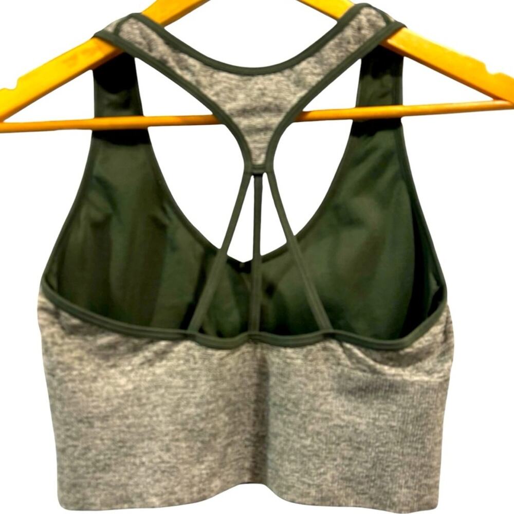 PINK Victoria's Secret Strappy Sports Bra Medium Gray Green Athleisure Gorpcore